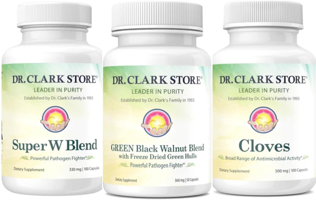 Dr Clark Store Intestine Support &amp; Cleanse Kit - con Freeze-Dried Green Black Walnut Hulls, Wormwood y Cloves-Helps Maintain Optimum Intestinal Function