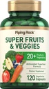 Piping Rock Fruits and Veggies Supplement  120 Capsules ← Más 20 Frutas y verduras Silencio Antioxidante Superfood Formula ← Daily Multivitamin ANTE Vegetarian, Non-GMO, Gluten Free