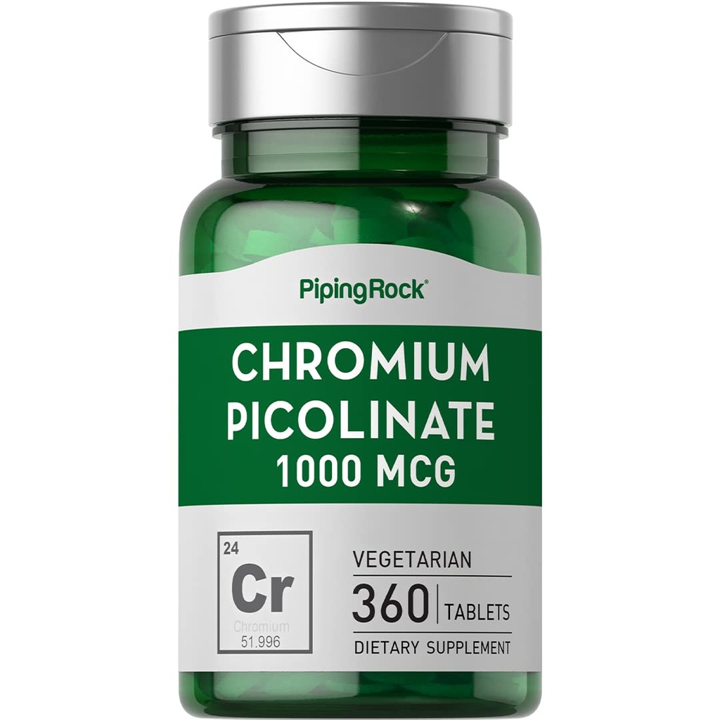 Piping Rock Chromium Picolinate 1000mcg | 360 Tablet Pills | Vegetarian, Non-GMO, Gluten Free Supplement