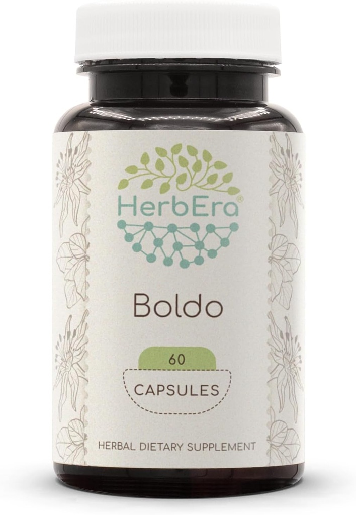 HerbEra Boldo 60 cápsulas, 500 mg, Boldo (Peumus boldus) Hoja seca (60 cápsulas)