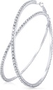 Pendientes de gran aro de Rhinestone brillante cristal anillo de gran aro para mujer fiesta de boda Favor, 80 mm