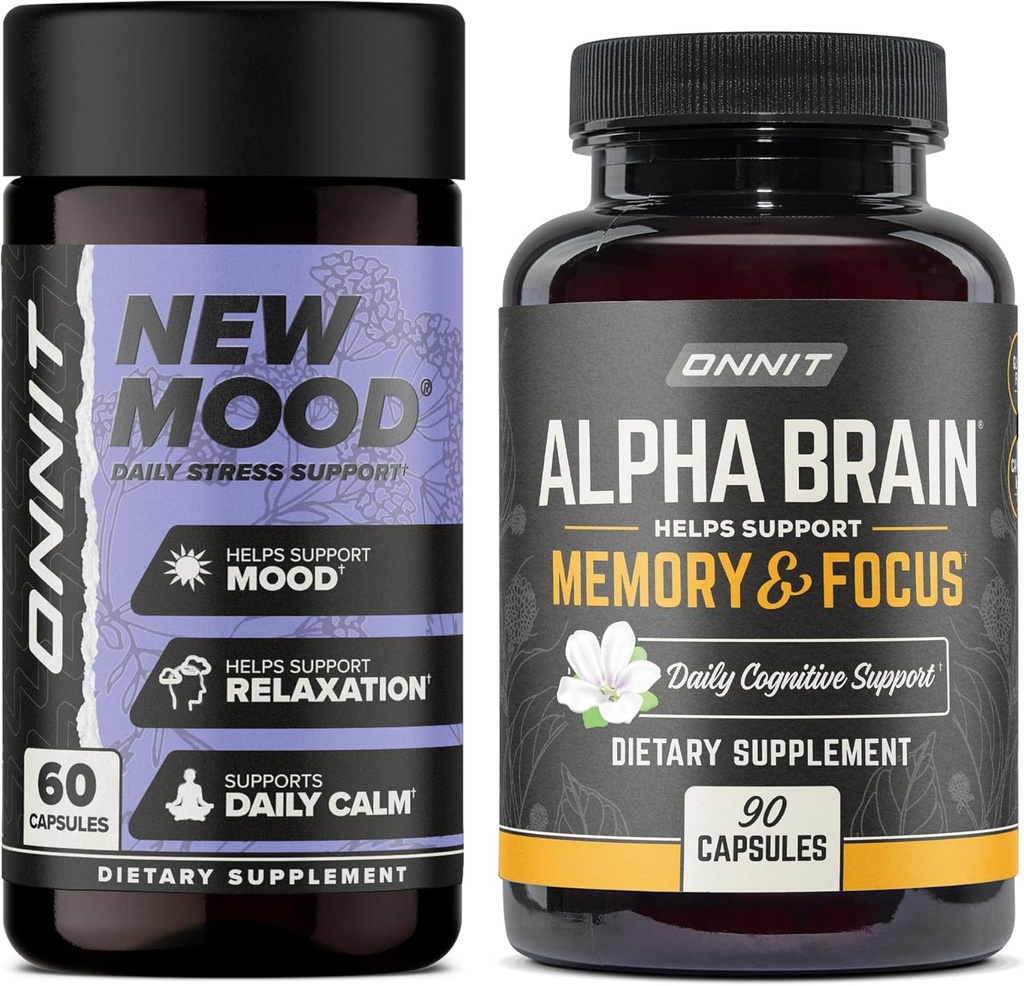 ONNIT Alpha Brain 90ct + Nuevo Mood 60ct Nootropic Stack
