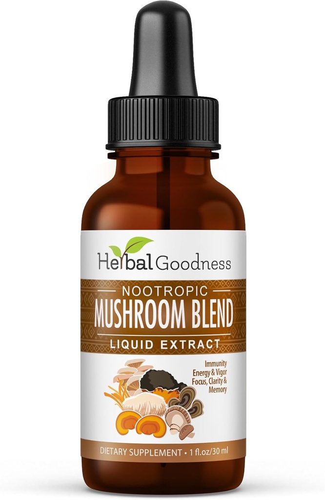 Nootropic 8-in-1 Mushroom Extract Liquid - 1 fl. oz Bottle peru Lion's Mane, Reishi, Turquía Tail, Cordyceps, Chaga, Maitake, Shiitake " Oyster Mushroom Tincture  durable Immune Support " Cognitive Function