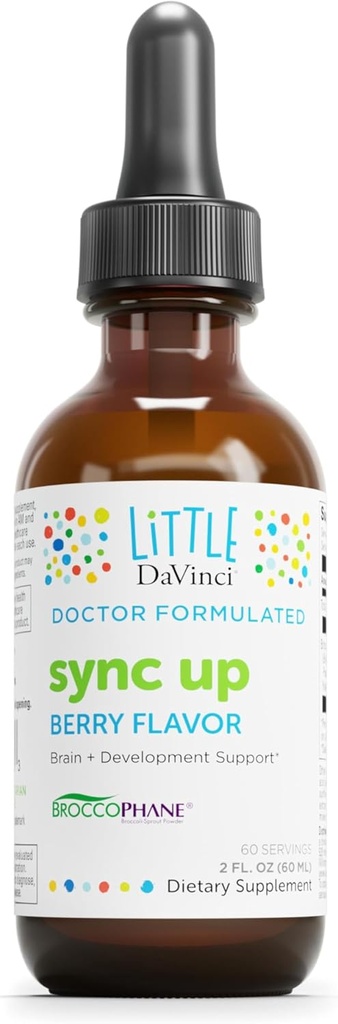 Little DaVinci Sync Up - Helps Support Brain Health, Immune System & Nervous System Function with Sulphoraphane - Berry Flavor - 2 Fl Oz (60 Servings)