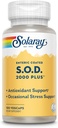 SOLARAY S.O.D. 2000 Plus - Superoxide Dismutase (SOD) y Catalase Antioxidante Suplemento, Wellness Support - w/Green Tea Extract, Calcium, Rosemary, Grape Seed Extract, 60-Day Guarantee, 100 Servings