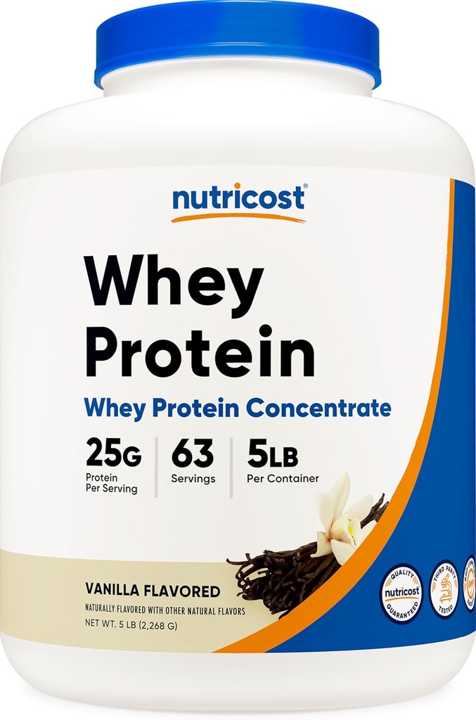 Nutricost Whey Protein Powder, Vanilla, 5 libras - Whey Protein Concentrate