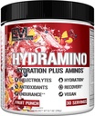 Evlution Nutrition HYDRAMINO Complete Hydration Multiplier, All 6 Electrolytes, Vitamina C &amp; B, Fluid Boosting Aminos, Coconut Water, Endurance, Recovery, Antioxidants, 30 Serve, Fruit Punch