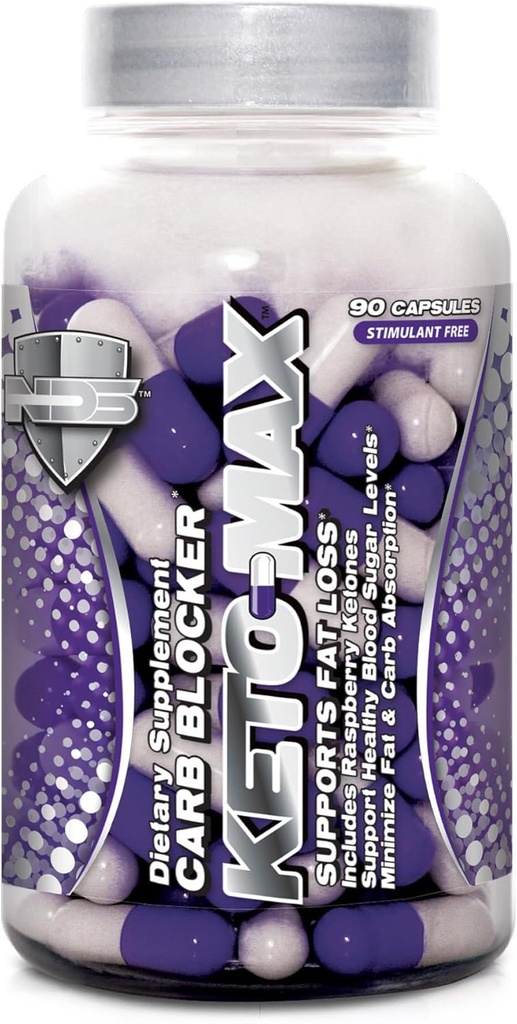 Nutrición NDS Keto-Max - Carbohidratos y bloques de grasa Suplemento dietético con cromo - Estimulante quemador de grasa libre para un cuerpo más tonificado y apropiado - 90 cápsulas