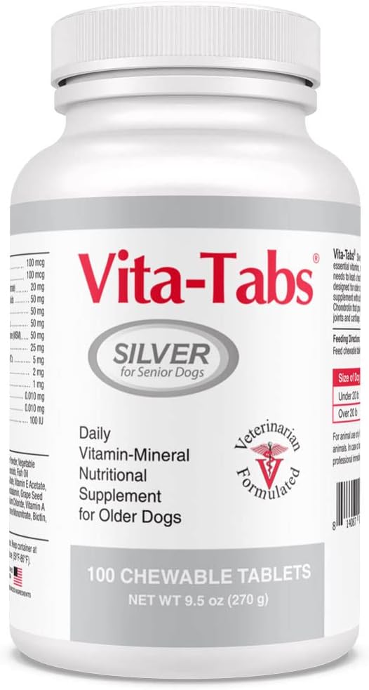 Plata - Vitaminas, Minerales, Nutrientes - Soporte para Perro Superior - Suplemento para Hueso Saludable, Conjunto, Energía, Sistema Inmunitario - 100 Tabletas Chewable