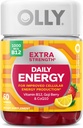 OLLY Extra Strength Daily Energy Gummy, Caffeine Free, 1000mcg Vitamin B12, CoQ10, Goji Berry, Adult Chewable Suplemento, Berry Yuzu Flavor - 60 Cuenta