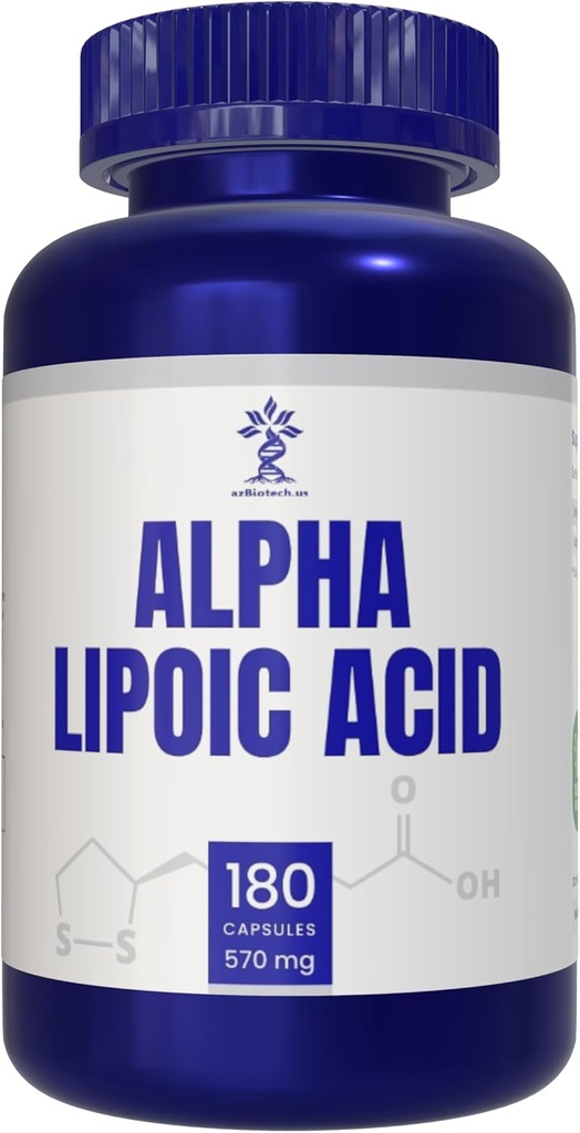 Alpha Lipoic Acid (ALA) 570 mg Capsules - 180 Count, Gluten Free, Non-GMO, Vegan