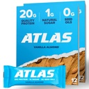 Atlas Protein Bar – 20g Proteína limpia, 1g Azúcar natural, sin semillas aceites, sin gluten, sin dulces artificiales - Almendro de vainilla 24 Conde