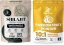 Jungle Powders Premium Duo: 5oz Raw Shilajit & 3.5oz Passion Fruit Powder - Men's Energy Support, Immune Boost, with Freeze Dried Passion Fruit Powder for Baking, Smoothies, Additive-Free Extract