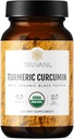 Truvani Tablas de Curcumina Turmérica Orgánica 1,350 mg Cada - Soporte Conjunto Natural con Pepper Negro para Absorción - 90 Tabletas