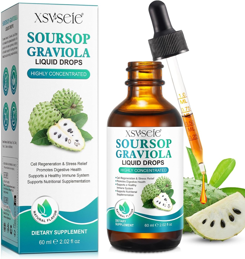 Soursop Bitters Liquid, Soursop Graviola Liquid Drops Natural Multivitamin Soursop Leaf Extract Drops Soursop Oil for Men &amp; Women
