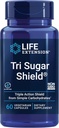 Life Extension Tri Sugar Shield®, Sorghum bran, White Mulberry, phloridzin Apple polyphenol, Three Botanical extracts Promote Healthy Glucose Metabolism, Gluten-Free, Non-GMO, Vegetarian, 60 cápsulas