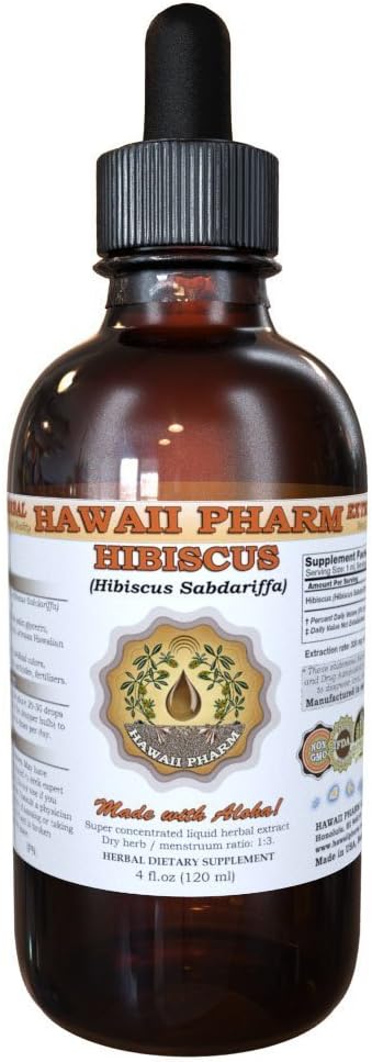 Hawaii Pharm Нibiscus Liquid Extract, Organic Нibiscus Flowers (Нibiscus Sabdariffa) Tincture Supplement 4 oz