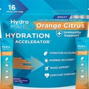 HydroMATE Electrolytes Polvo con azúcar baja - 16 Instant Hydration Packets with Vitamin C Orange to Boost Energy - Low Sugar Electrolytes Powder Packets to Support Hydration for Fast Party Recovery