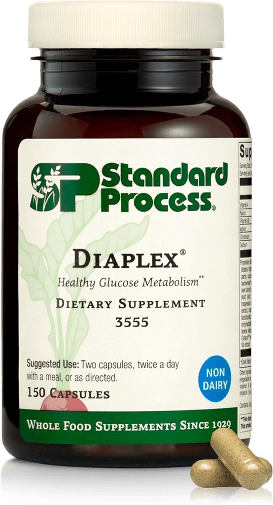 Diaplex de proceso estándar - Suplemento para el páncreas &amp; soporte de vesícula - Contiene cromo " Vitamina A Antioxidante - No-Dairy - 150 cápsulas (75 piezas)