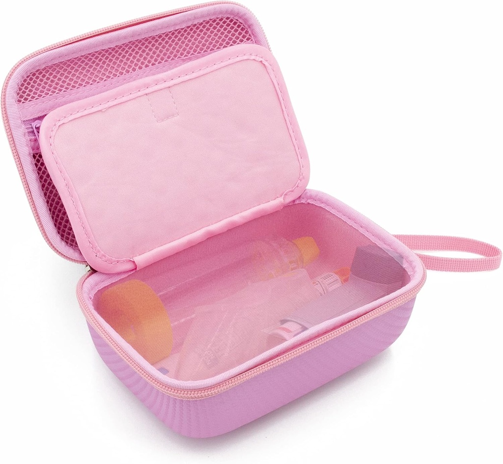 CASEMATIX Bolsa de viaje rosa compatible con Asma Inhaler, máscaras, espaciador - caso único