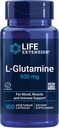 Extensión de la vida L-Glutamina, 500 mg L-glutamina, Amino Acid, apoya la salud muscular y la salud inmunitaria, libre de gluten, no GMO, 100 cápsulas vegetarianas