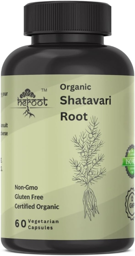 Orgánica Shatavari Root 500mg (Asparagus racemosus) Menstrual Cramp Relief, Menopause Support, y la Salud de las Mujeres.