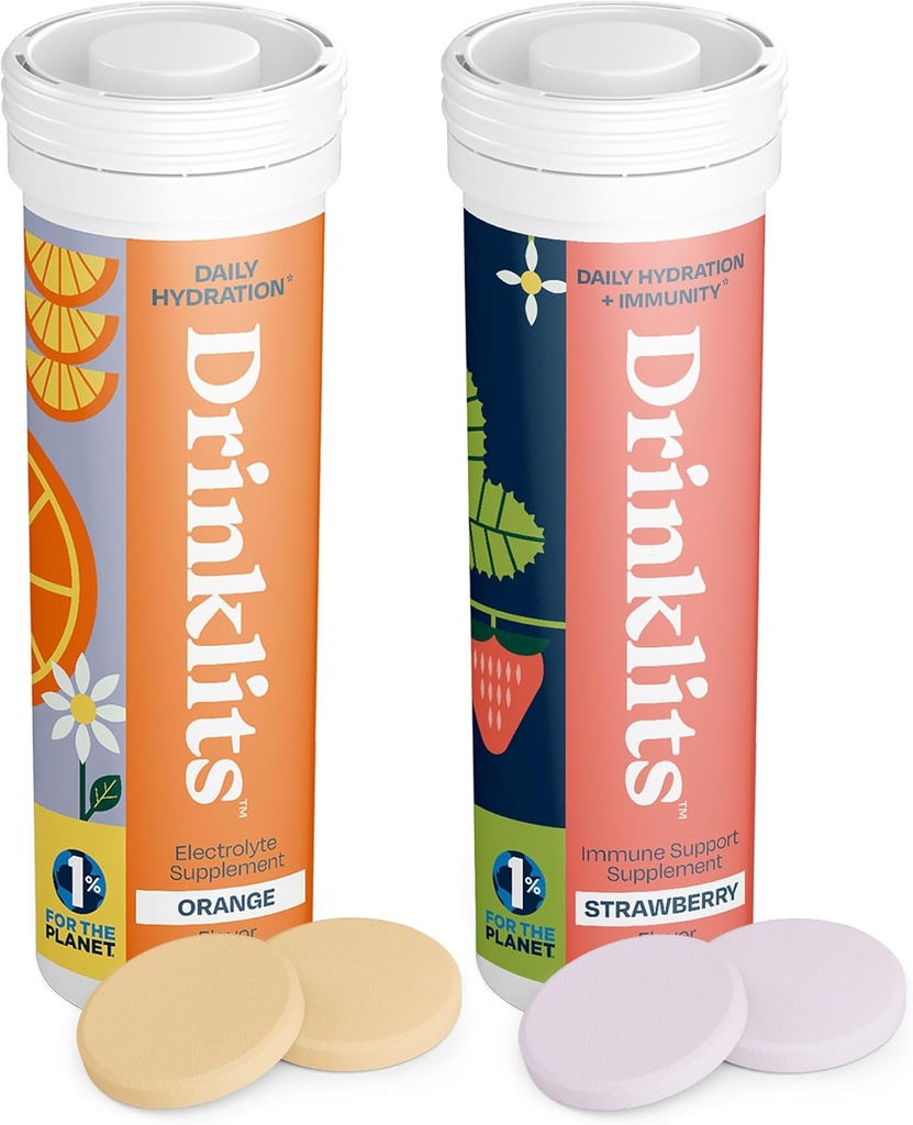 Tablas de hidratación diarias de naranja + tablas de inmunidad de frambuesa (2) Tube Pack ← Electrolitos esenciales – Gran sabor – Immune Support TEN 20 Servimientos (10 Tablets Por Tube)