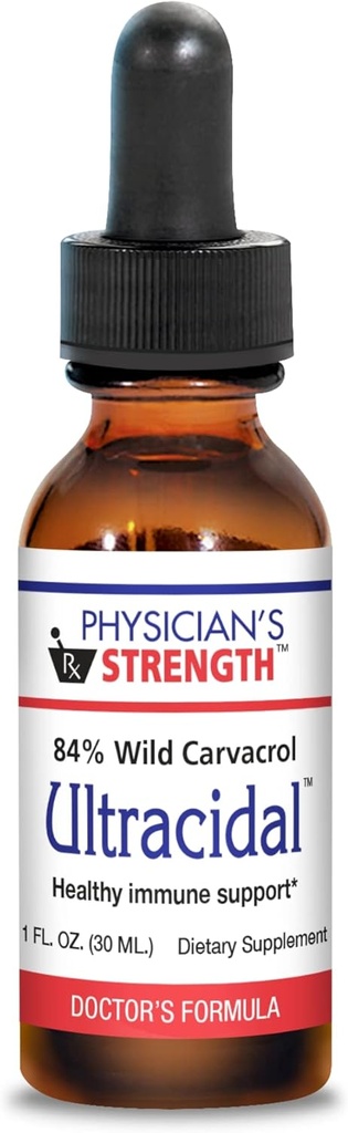 Physician's Strength Ultracidal - 30 mL - Wild-Source, High-Carvacrol Oregano Oil - Proporciona soporte saludable para inmunos - 86 Servimientos