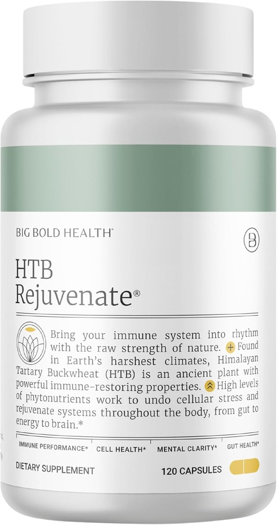Big Bold Health HTB Rejuvenate - Immune Support Supplement with Himalayan Tartary Buckwheat - 2 Month Supply - Polyphenol Rich Formula - Gluten Free, Dairy Free, Non-GMO (120 cápsulas)