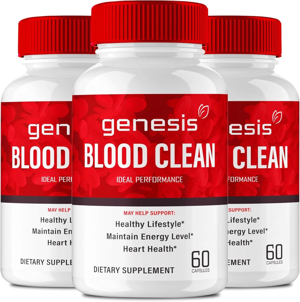 Genesis Blood Clean Capsules - Advanced Formula Supplement for Maximum Strength - Natural Blood Vessel Cleaner, GenesisBlood Clean Pills, GenesisBloodClean Pastillas Comentarios (3 Pack)