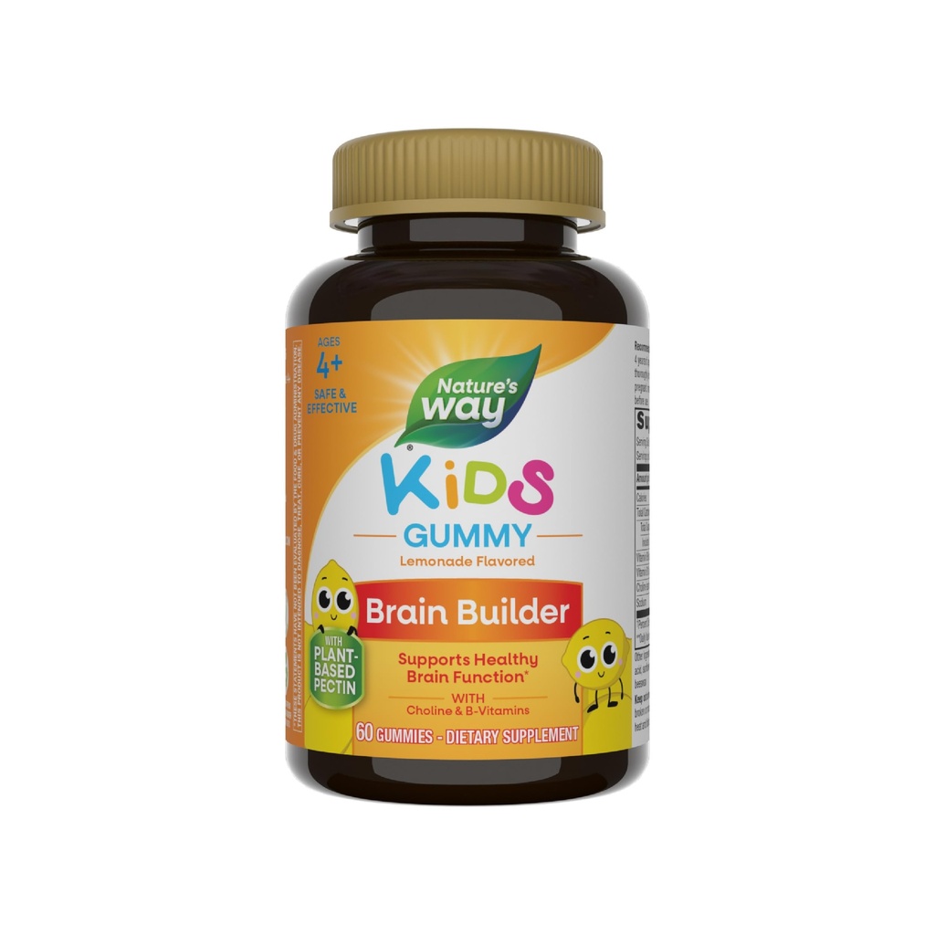 Camino de la Naturaleza Niños Suplementos cerebrales Gummies, apoya la función cerebral saludable*, Lemonade Flavored, 60 Gummies