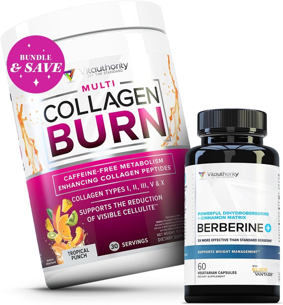Vitauthority Multi Collagen Burn Tropical Punch y Berberine