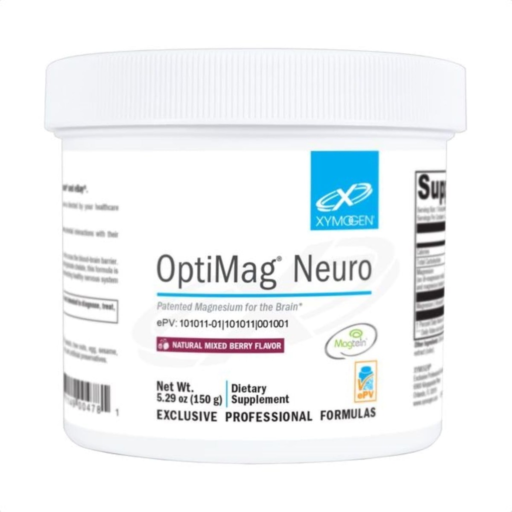 XYMOGEN OptiMag Neuro - Pólvora de Magnesio Chelated - con Glycinate de Magnesio &amp; L-Threonate - Asistencia Cerebro Relajación - Berry mixto (60 Servimientos)