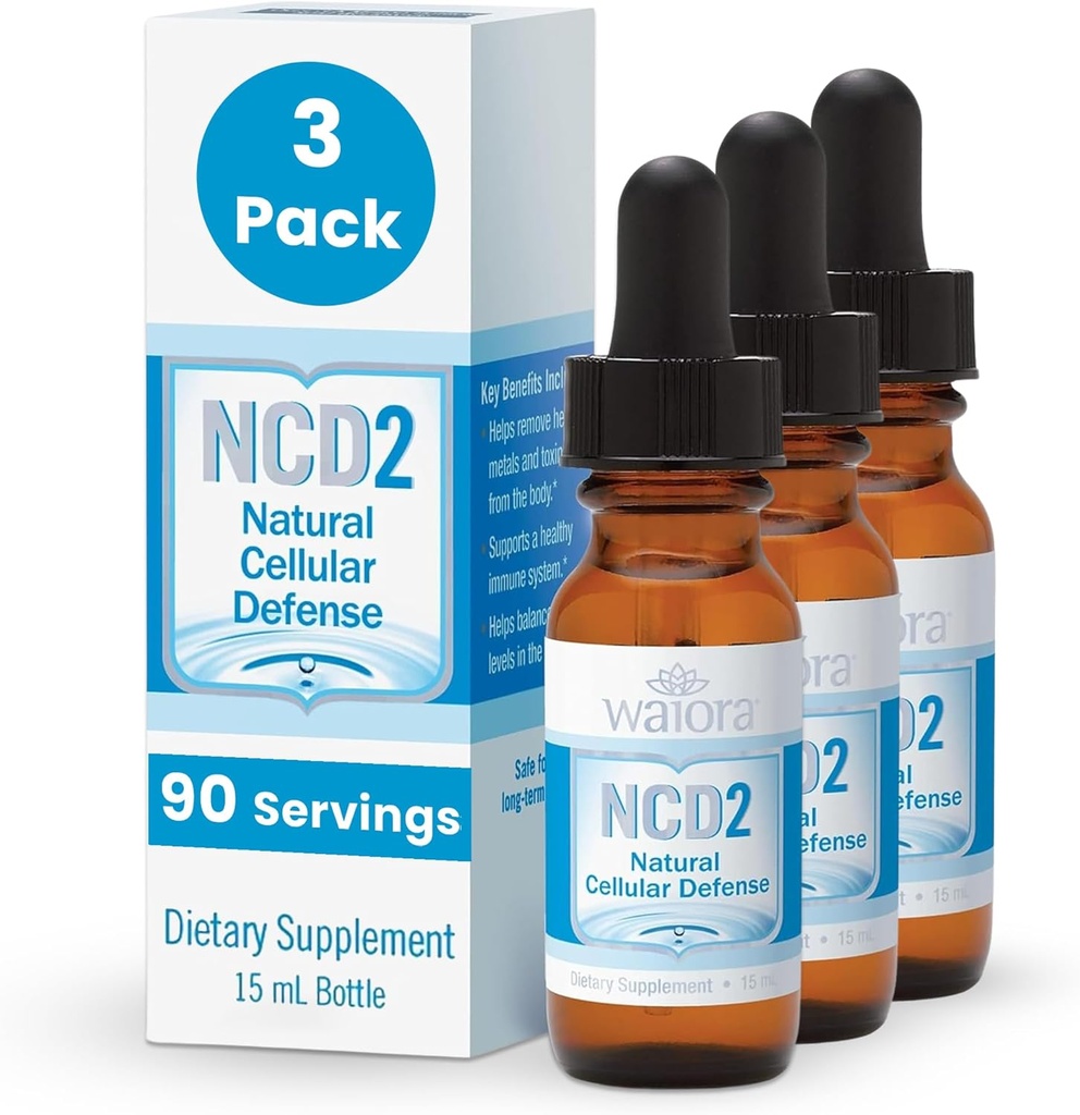 Waiora NCD2 Activated Liquid Zeolite Drops, Mix in Food/Drinks, Natural Body Cleanse &amp; Promote Immune Support, All Natural, pH Balance Zeolite Liquid Drops - 3 Bottles (0,5 oz. ea.) 270 serv.