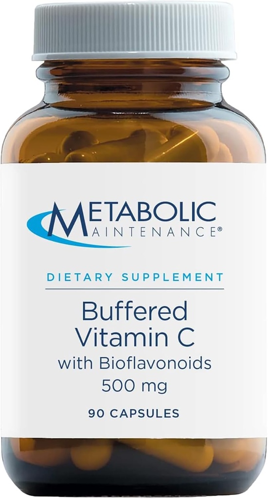 Mantenimiento metabólico Vitamina C 500 mg con Bioflavonoides - Suplemento Diseñado para ser fácil en el estómago (90 cápsulas)