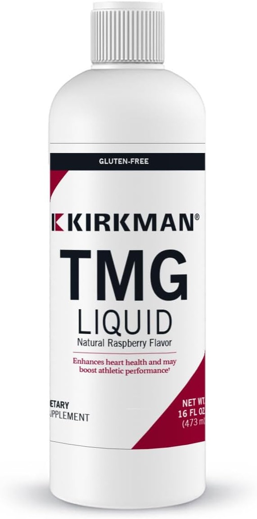 Kirkman - TMG (Trimethylglycine) Líquido - 16 Fl oz - Apoyos Niveles de serotonina - Apoyo a la metilación - Sabor natural de frambuesa