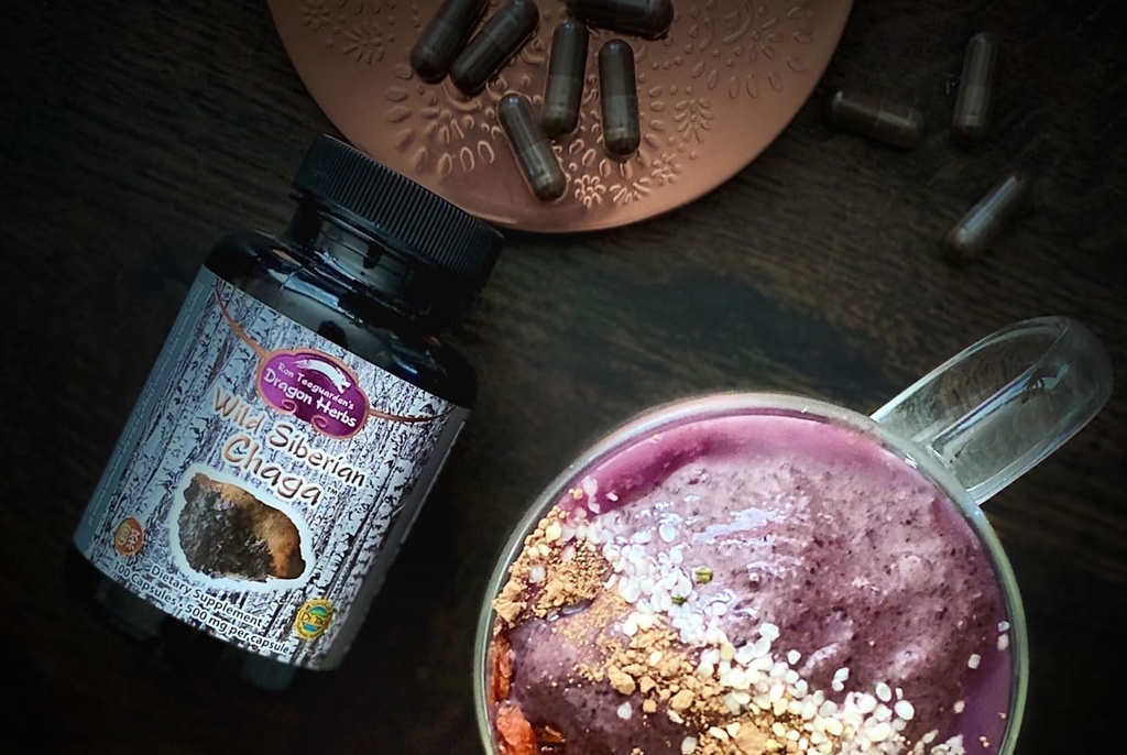 Herbs Dragón - Capsulas de Chaga Siberiana Salvaje - 100 cápsulas, 450 mg cada una