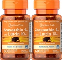 Pride de Puritan Zeaxanthin 4mg con Lutein 10mg, soporta ojos saludables y visión*, 60 ct (Pack of 2)