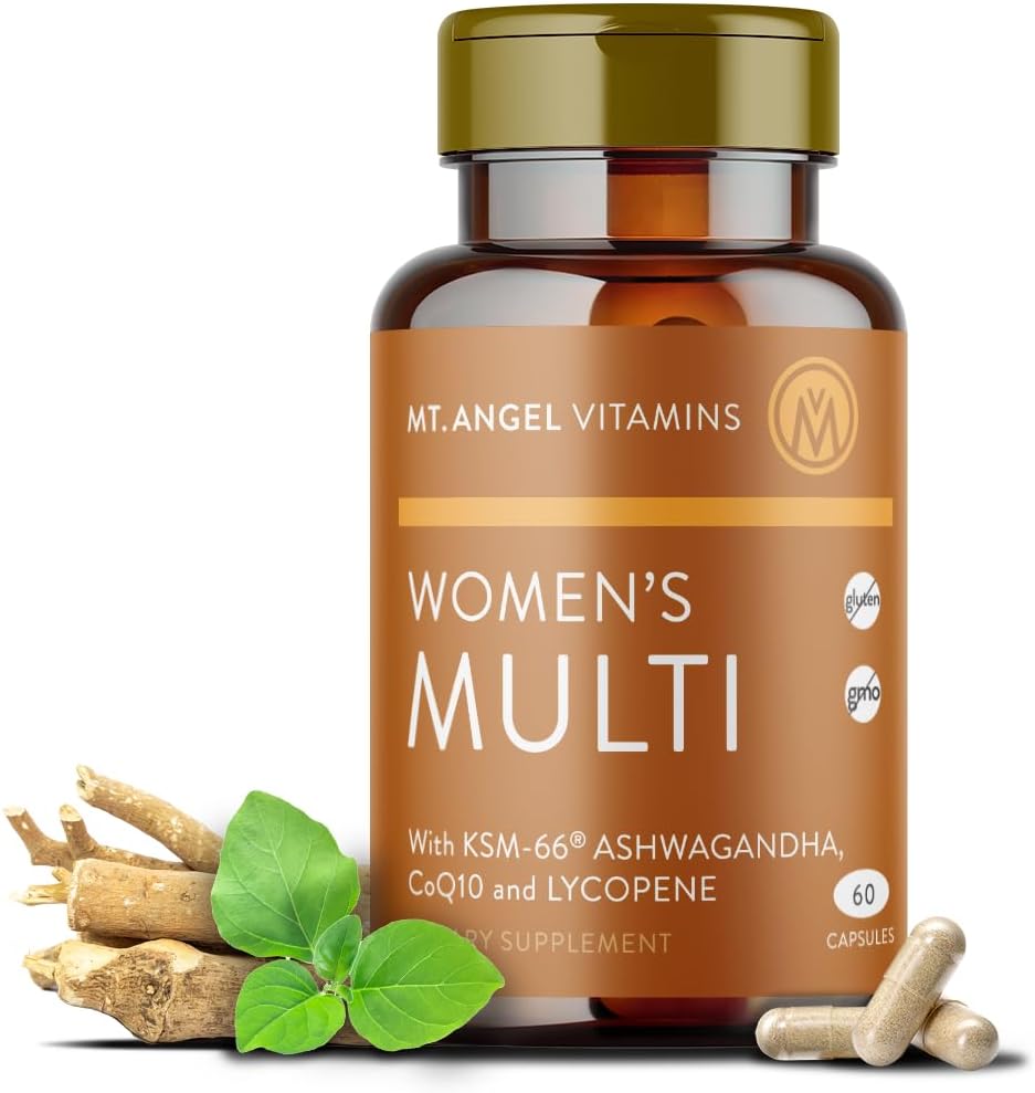 Mt. Angel Vitaminas - Daily Womens Multivitamin - Adult Fórmula con Hierro, Calcio, KSM-66 Ashwaganda, y una Potent Proprietary Herbal Blend of The Best Womens Vitamins - 60 Contar cápsulas
