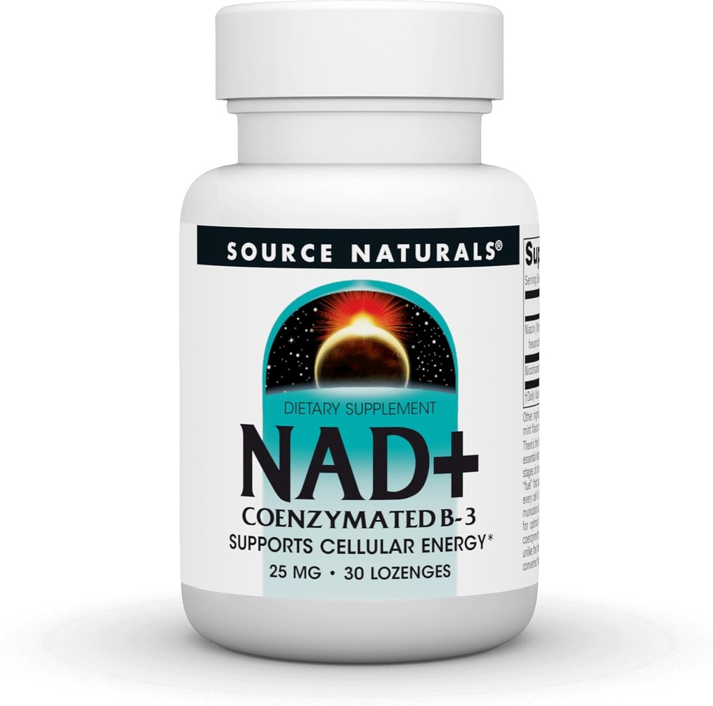 Source Naturals NAD+, Coenzymated B-3, Supports Cellular Energy*, 25 mg - 30 Lozenges