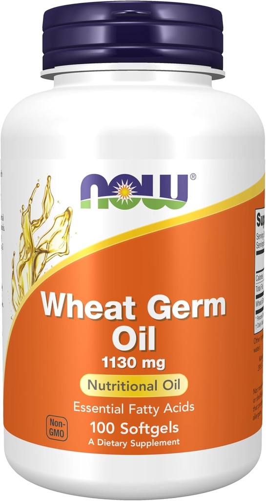 AHORA Suplementos de alimentos, aceite de germen de trigo 1,130 mg con ácidos grasos esenciales (EFAs), aceite nutricional, 100 Softgels
