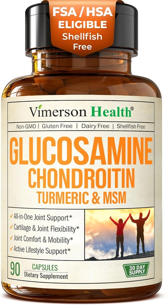 Glucosamina Chondroitin MSM – Suplemento de Apoyo Conjunto para Mujeres y Hombres con Sulfato de Glucosamina 1500 mg, Condroitina y MSM – para el cartílago, salud conjunta y flexibilidad – 90 cápsulas