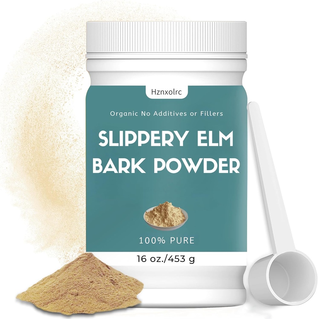 16 oz Slippery Elm Powder Orgánico, Slippery Elm Bark Powder Orgánico, No Bitter Pruebe, 100% Puro &amp; Natural, Instant, Food-Grade, Vegan, Pet Friendly