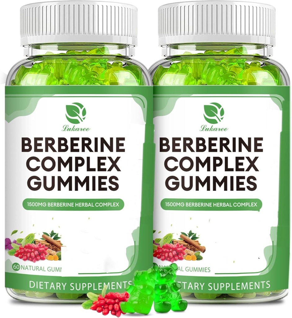 Complejo de Berberine Gummies- Berberine con canela de Ceylán, Turmeric, Melón de Bitter de Leche de Leche para Salud Global -120 Condes
