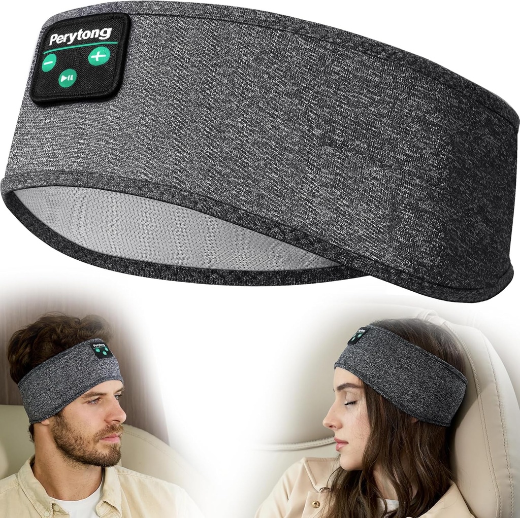 Hoja de dormir de Perytong - Auriculares para dormir laterales - Auriculares para dormir Cómoda banda de auriculares con micrófono de altavoz para hombre