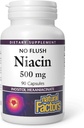 Factores naturales No Flush Niacin 500 mg, 90 tabletas
