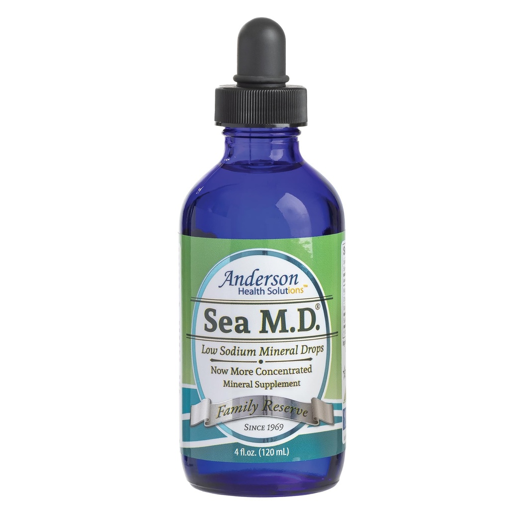 Anderson Sea M.D. Concentrated Trace Mineral Drops, 79 Trace Minerals with Magnesium, Sodium and Chloride Electrolytes - Supports Hydration, Energy, Muscles and Bone Health - 4 Fl Oz, 60 Servings