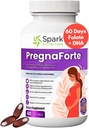 Pregnaforte 1 al día Vitaminas prenatales para mujeres 2 meses: Ácido fólico, Aceite de pescado Omega 3 DHA/EPA, Vitamina D3, B6, Vitmain B12, C, E, Calcio, Hierro, Magnesio, Complemento de zinc FSA HSA eligble multivitamina