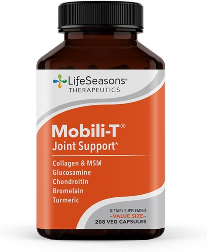 LifeSeasons Mobili-T - Suplemento de Apoyo Conjunto - Reduce las molestias - Aumentar la gama de moción - Rebuild Tissue & Cartilage - MSM Chondroitin Collagen Glucosamine & Turmeric - 208 cápsulas