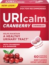 Uricalm Cranberry, Suplemento dietético diario Chewable con D-Mannose, Berry, 60 Cuenta
